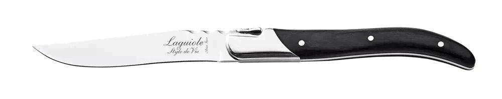 Luxury Line steak knives black ebony in deluxe case (set of 6) - Cutlery - Laguiole Style de Vie