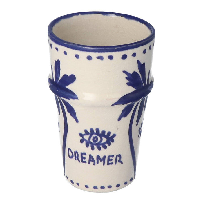 Mok Latte Palmtree Blue & White 12cm - Mokken - Dreamer Collectives