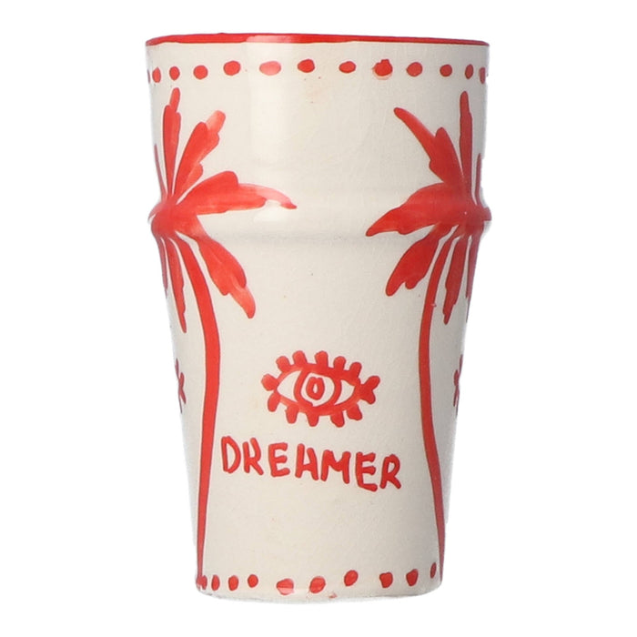 Mok Latte Palmtree Red & White 12cm - Mokken - Dreamer Collectives