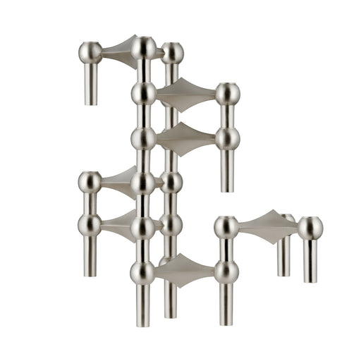 Nagel kaarsenhouder brushed chrome (stapelbaar) - Kandelaren - Stoff Nagel