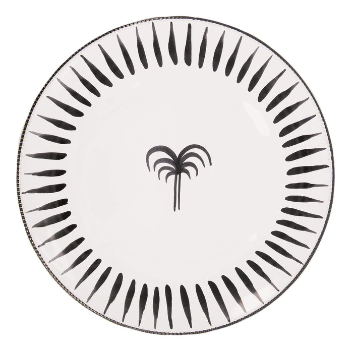 Underplate palm tree white black Pizzolato 31,5cm Enza Fasano - -. FOODIES IN HEELS