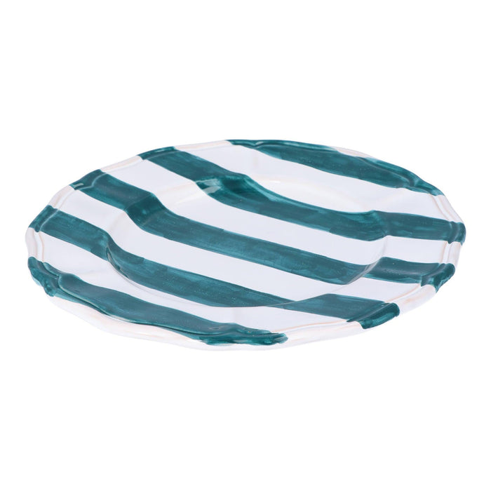 Ontbijtbord Baccellato Bianco met Emerald strepen 21cm - Kleine borden - Enza Fasano