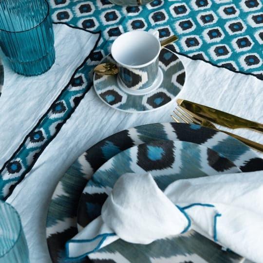 Breakfast plate Ikat porcelain blue 21cm Les Ottomans - FOODIES IN HEELS