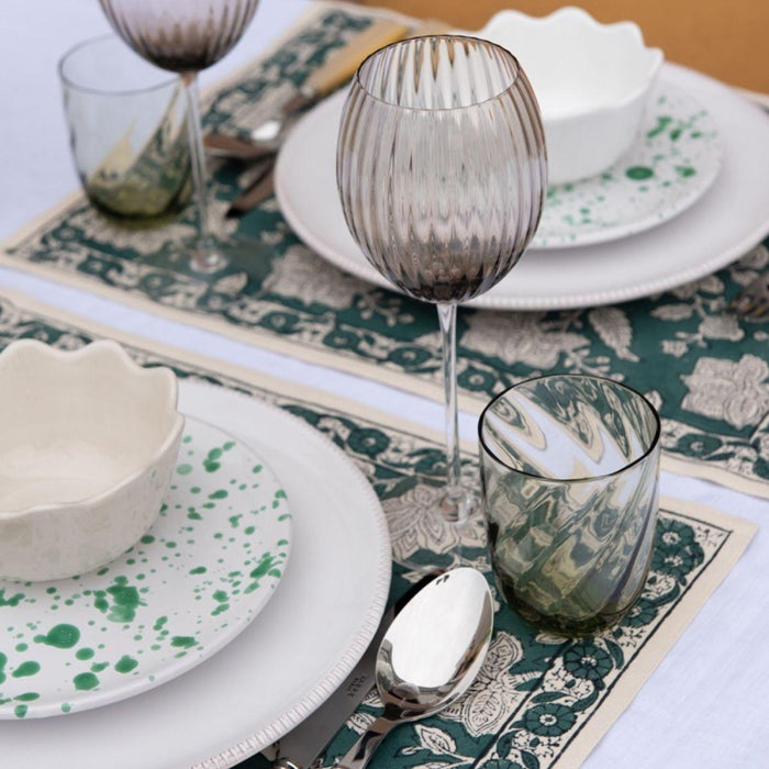 Breakfast plate white green splashes smooth edge Smammriato 21cm Enza Fasano - FOODIES IN HEELS
