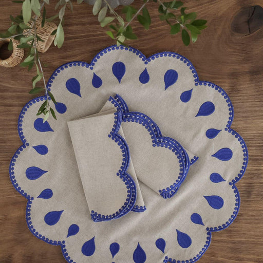 Placemat Gotas embroidered blue 40cm The Aida Home Living - FOODIES IN HEELS