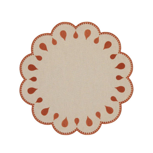 Placemat Gotas embroidered terracotta 40cm - Placemats - Mariaida Home