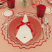 Placemat Navy embroidered salmon pink with red 45cm - Placemats - Mariaida Home