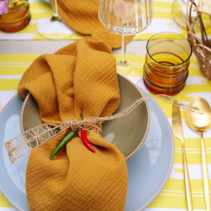 Placemat frayed edge Amarillo Limon motif 104 50x35cm Teixits Vicens - FOODIES IN HEELS