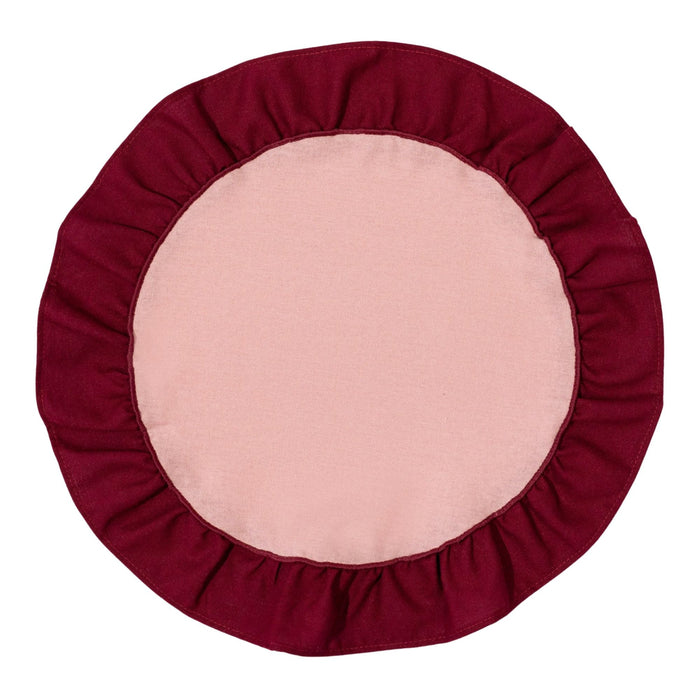 Placemats rond Ruffle Cherry & Roze 38cm (set van 2) - Placemats - Kulu Club