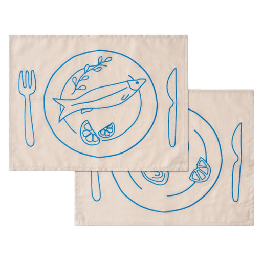 Placemats vis borden (set van 2) - Placemats - Kulu Club