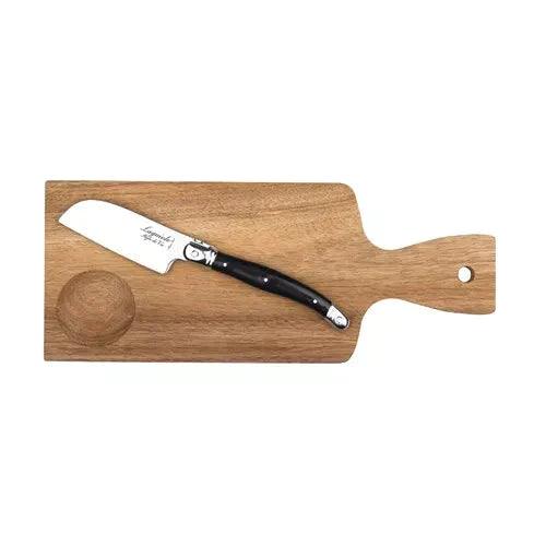 Premium Line acacia board with black Santoku cheese knife Laguiole Style de Vie - FOODIES IN HEELS