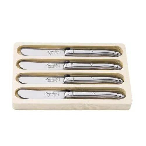 Premium Line butter knives stainless steel in wooden tray (set of 4) - Cutlery - Laguiole Style de Vie