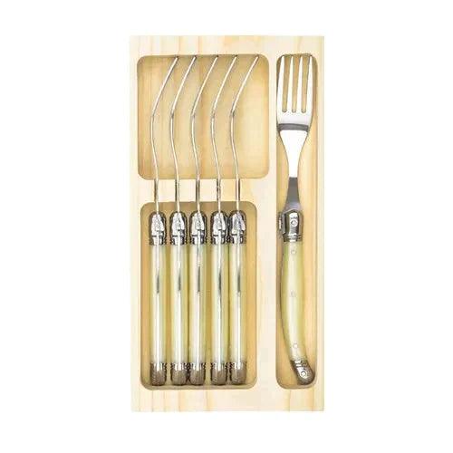 Premium Line forks pearl in wooden tray (set of 6) Laguiole Style de Vie - FOODIES IN HEELS