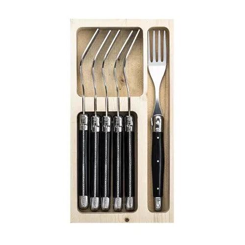 Premium Line forks black in wooden tray (set of 6) Laguiole Style de Vie - FOODIES IN HEELS