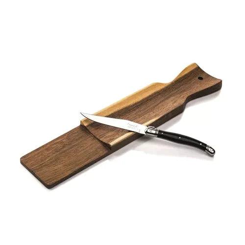 Premium Line sausage board acacia wood with black knife Laguiole Style de Vie - FOODIES IN HEELS