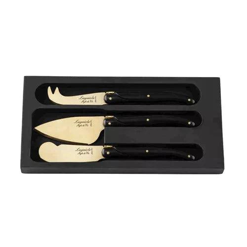 Prestige Line cheese knife set Gold Stonewash (set of 3) Laguiole Style de Vie - FOODIES IN HEELS