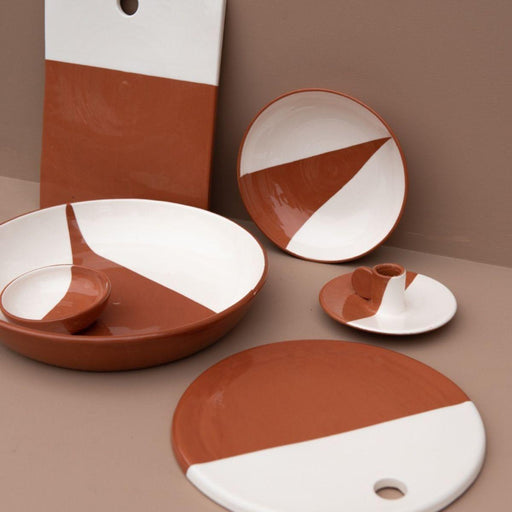 bowl with triangle pattern terracotta and white 27cm Casa Cubista - FOODIES IN HEELS
