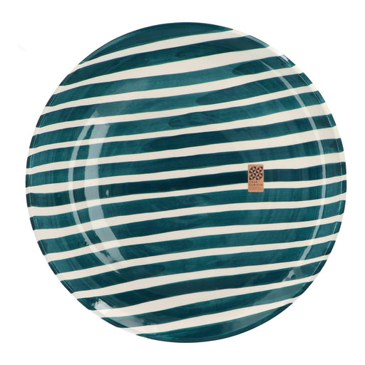 Serving tray with stripe pattern teal 40cm Casa Cubista - FOODIES IN HEELS