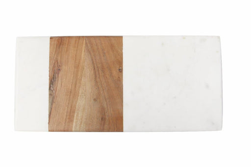 Serving tray rectangular white marble with wood 39,5cm Be Home - -. FOODIES IN HEELS