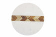 Serving tray round white marble with wood mosaic 24cm Be Home - FOODIES IN HEELS