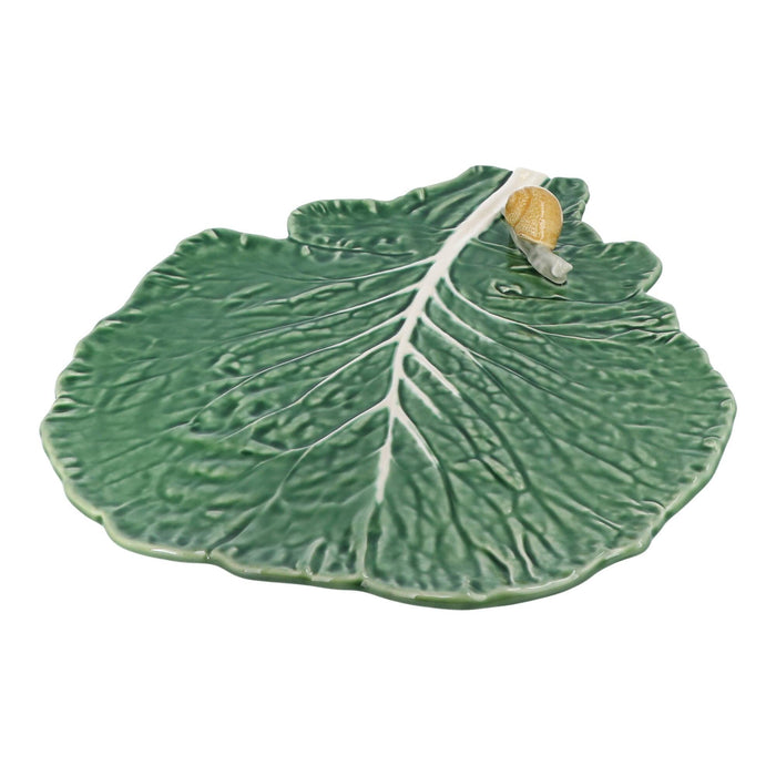 Serving bowl green cabbage leaf with snail 39cm Bordallo Pinheiro -. FOODIES IN HEELS