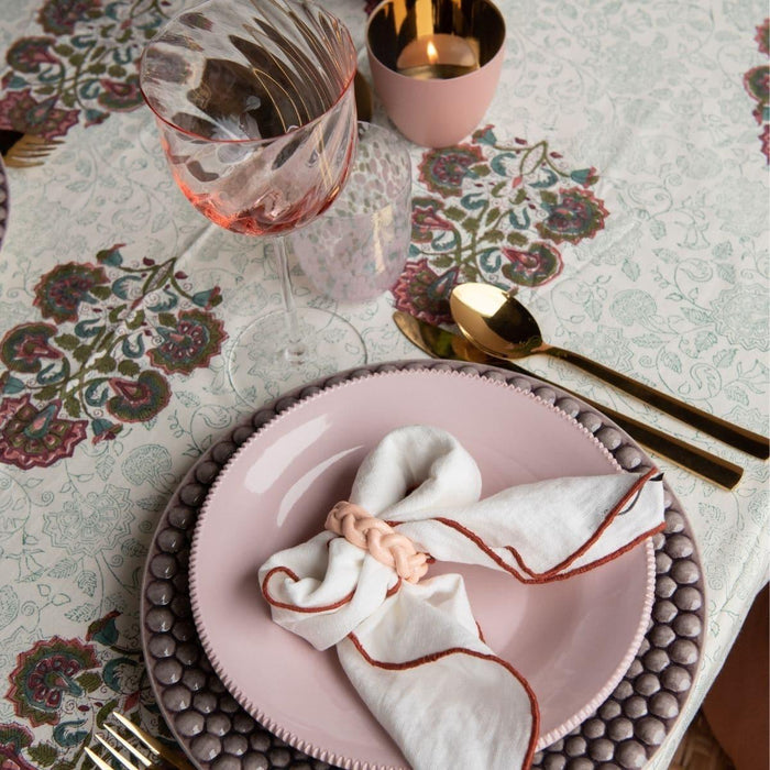 Napkin Bourdon Canvas Mimi - Blanc & Bourdon Argile (set of 6) - Napkins - Maison de Vacances