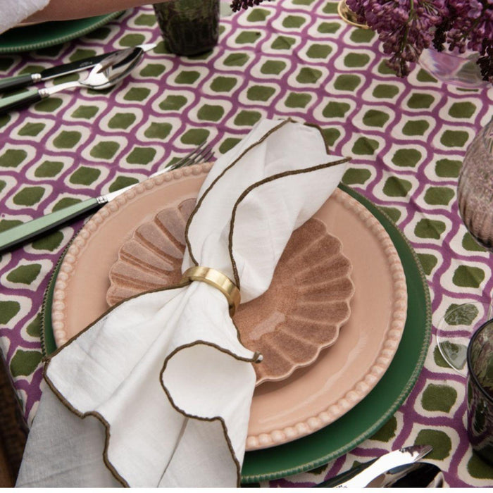 Napkin Bourdon Canvas Mimi - Blanc & Bourdon Kaki (set of 6) - Napkins - Maison de Vacances