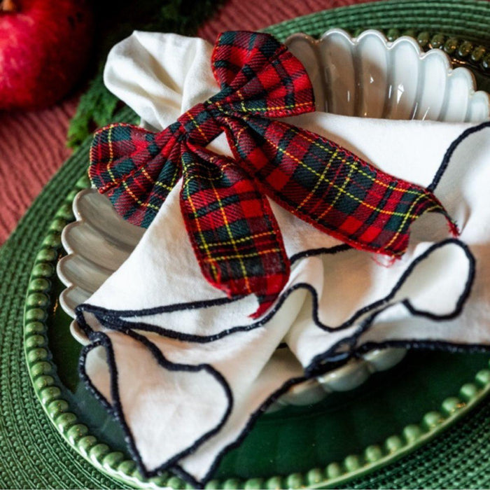 Napkin Bourdon Canvas Mimi - Blanc & Bourdon Noir (set of 6) - Napkins - Maison de Vacances