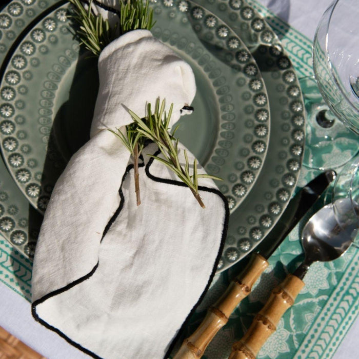 Napkin Bourdon Canvas Mimi - Blanc & Bourdon Noir (set of 6) - Napkins - Maison de Vacances