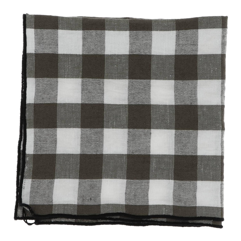 Servet Bourdon Canvas Mimi Vichy - Vichy Kaki & Bourdon Noir (set van 6) - Servetten - Maison de Vacances