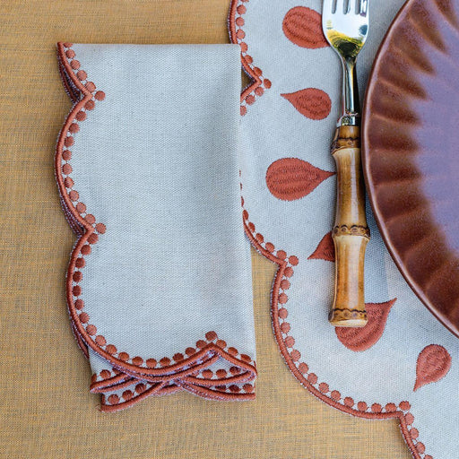 Napkin Gotas embroidered terracotta 45x45cm The Aida Home Living - FOODIES IN HEELS