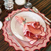 Napkin Navy embroidered salmon pink with red 45x45cm - Napkins - Mariaida Home