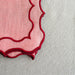 Napkin Navy embroidered salmon pink with red 45x45cm - Napkins - Mariaida Home