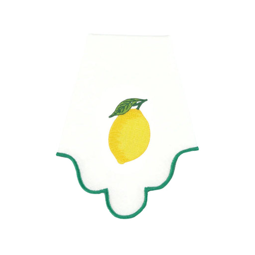 Napkin Ondulado Limon with green border 45x45cm - Napkins - Mariaida Home
