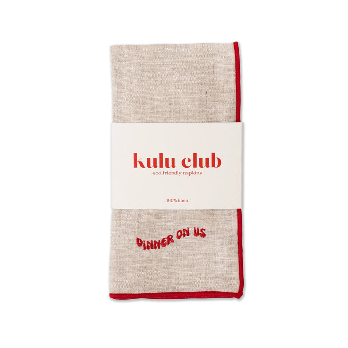 Servetten 100% linnen Dinner on Us 40x40cm (set van 2) - Servetten - Kulu Club