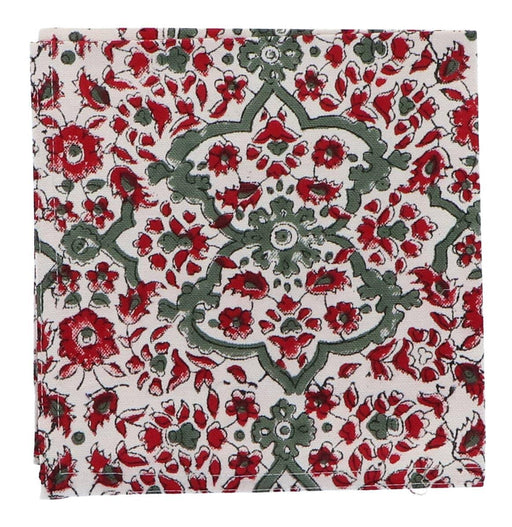 Napkins hand printed cotton red beige pattern 40x40cm (set of 4) Les Ottomans - -. FOODIES IN HEELS