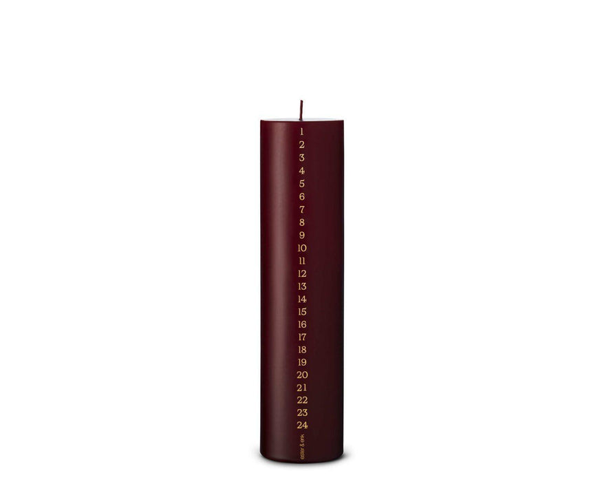 Stolpkaars kalender 25cm deep wine - Kaarsen - Ester & Erik