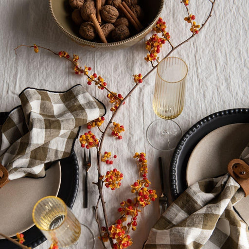 Tablecloth Bourdon Canvas Mimi - Blanc & Bourdon Kaki 170x240cm - Tablecloths - Maison de Vacances