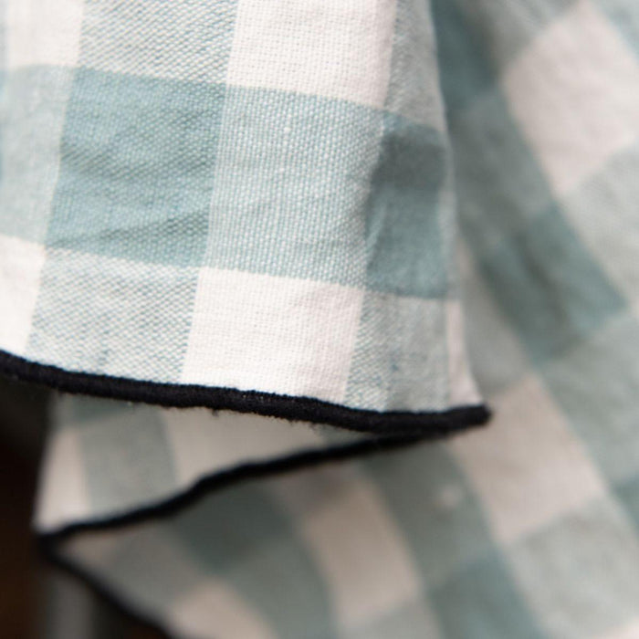 Tablecloth Bourdon Canvas Mimi Vichy - Vichy Aqua & Bourdon Noir 145x300cm - Tablecloths - Maison de Vacances