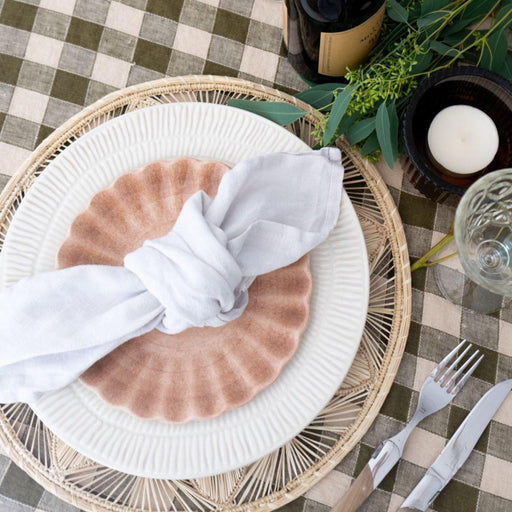 Tablecloth Bourdon Canvas Mimi Vichy - Vichy Kaki & Bourdon Noir 145x300cm - Tablecloths - Maison de Vacances