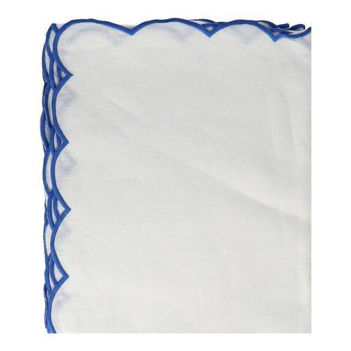 Tablecloth George with blue scalloped linen 170x270cm LNH - FOODIES IN HEELS