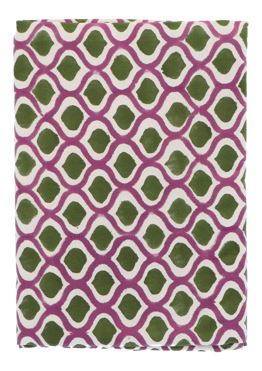 Tablecloth hand printed cotton brown purple pattern 250x150cm Les Ottomans - - FOODIES IN HEELS