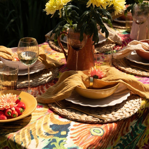 Tablecloth handprinted cotton color motif 250x150cm - Tablecloths - Les Ottomans