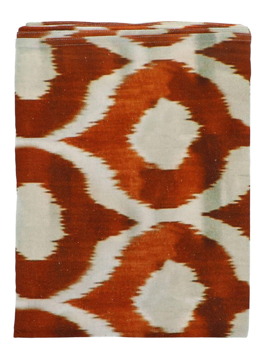 Tablecloth handprinted cotton orange pattern 250x150cm Les Ottomans - - FOODIES IN HEELS