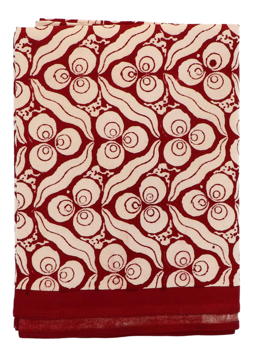 Tablecloth hand printed cotton red white motif 250x150cm Les Ottomans - - FOODIES IN HEELS