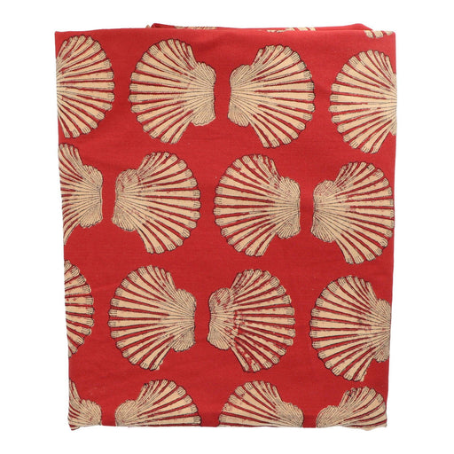 Tablecloth handprinted red white shell 250x150cm Les Ottomans - -. FOODIES IN HEELS