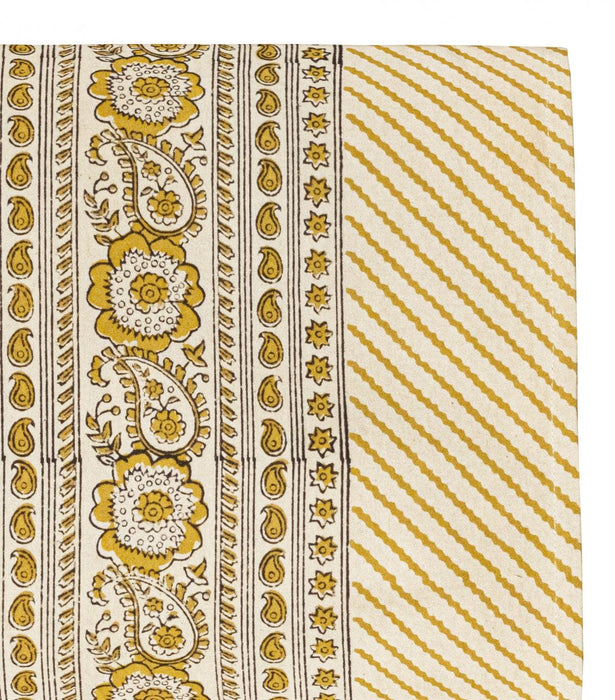 Tablecloth cotton Bagru curry yellow 175x350cm Jamini - -. FOODIES IN HEELS