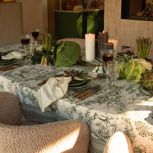 Tablecloth cotton green 160x300cm - Tablecloths - La Cuca