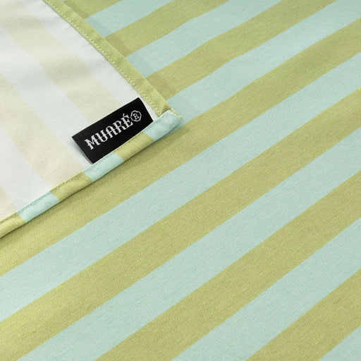 Tablecloth Maglia Raya pistachio with turquoise stripe 160x300cm - Tablecloths - Muaré