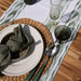 Tafelloper gestikte rand Green Olive motief 235 150x48cm - Tafellopers - Teixits Vicens